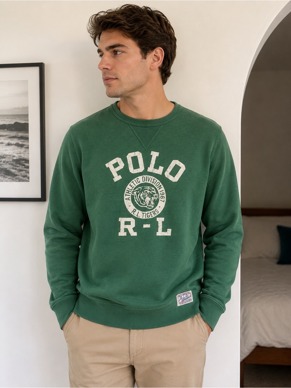 Polo by Ralph Lauren Forest Green Crewneck with Athletic Logo